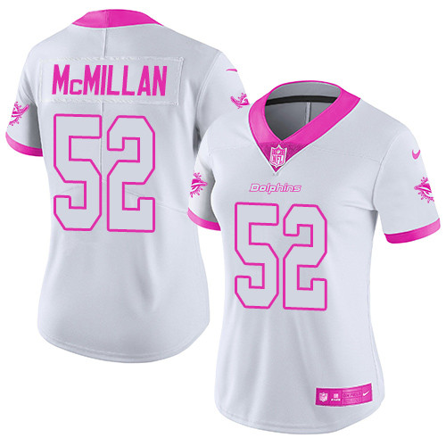 Nike Miami Dolphins #52 Raekwon McMillan White Pink Women Stitched NFL Limited Rush Fashion Jersey->women nfl jersey->Women Jersey